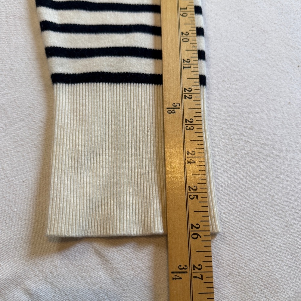 Mango Striped V-Neck Sweater Long Sleeve Cream & Black Stripe XS - Picture 12 of 12